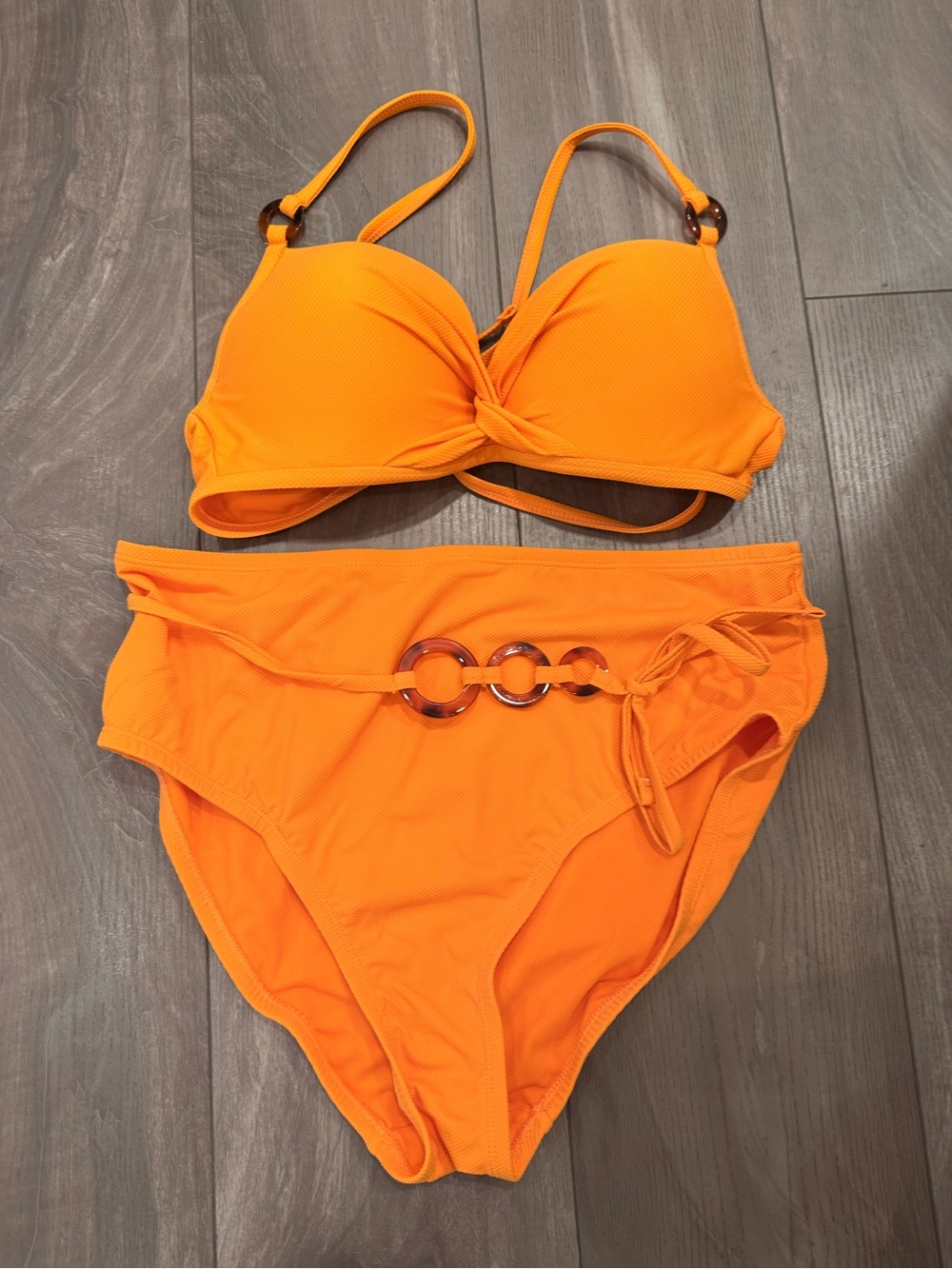 Women’s Orange Two-Piece High-Waist Bikini